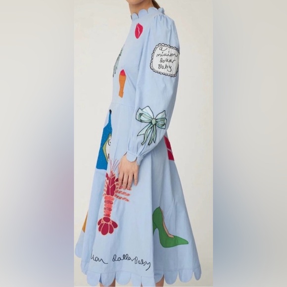 Anthropologie Dresses & Skirts - Anthropologie Stella nova Light Blue Midi Dress with Playful Multicolor Motifs